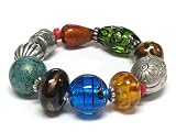Multi Color Glass Metal Beads Stretch Bracelet Fashion Jewelry