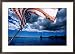 American Flag and Uss Missouri at Pearl Harbour, USA Collections Framed Photographic Poster Print by Holger Leue, 29x21