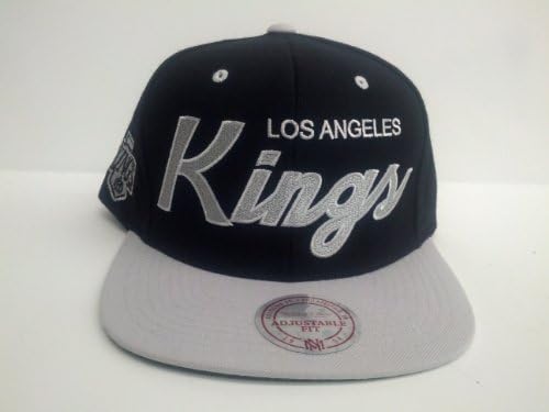 Mitchell and Ness Los Angeles Kings Black Grey Visor Script Snapback Cap Hat