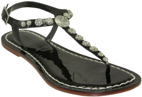Bernardo Mojo Stone Black Siiver Women's Thong Sandals.