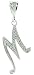 Sterling Silver 1 1/2 Inch Script Initial Pendant M with Cubic Zirconia