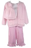 Good Lad Small Treasures Fall/Winter Baby Girls Pink Knit Embroidered 4 Pc. Sweater Pant Set with Matching Hat