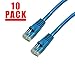 GRANDMAX CAT6 10FT Blue RJ45, 550MHz, UTP Ethernet Network Patch Cable Snagless/Molded Bubble Boot, 10 Pack