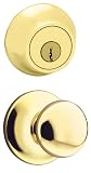 Kwikset 690V 3 CP Security Valiant Knob Combo Kit, Polished Brass