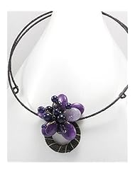 Cotton Waxed Thread Natural Stone Necklace In Brass