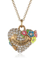 Juicy Couture Pave Heart and Flower Necklace, 31.21"