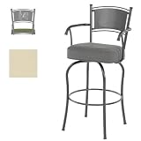 Garden Collection Bar Stool With Wine Back - 26 Inch Seat With Arms - Desert
