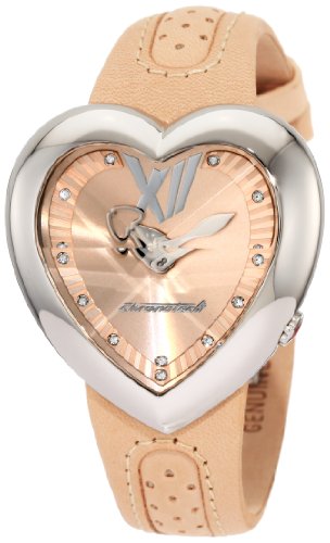 Chronotech Women's CT.7688M/05 Heart Shape Beige Leather Watch