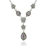 Sterling Silver Marcasite and Amethyst Y Necklace, 17 41MTaQFmSoL. SL160 Sterling Silver Marcasite and Amethyst Y Necklace, 17