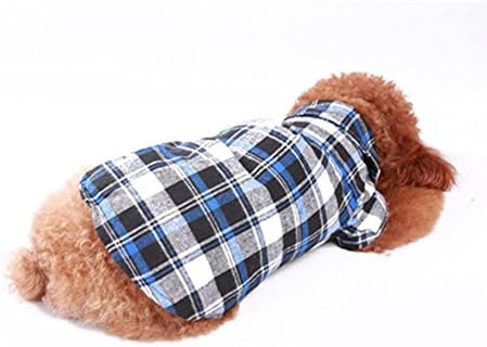 Rainbowee Cute Pet Dog Puppy Shirt Plaid T Shirt Lapel Top Costume Blue Red Color (Blue, Small)