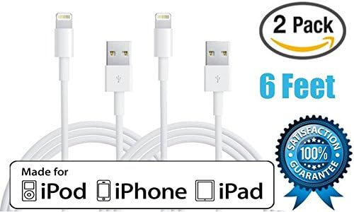 SALE BUY NOW! [Apple MFI 6 FEET] (2 Pack) iPhone 5 and 6 Charging Cable Cord. 8-pin Lightning to USB Cable Cord For iPhone 6 / iPhone 6 Plus / iPhone 5/5c/5s Charging Cable Cord and Sync Data Cable Certified By Ipros - Fast Charge Technology Accelerates Charging and Syncing Speeds to All Your Latest IOS Devices iPad 4 / Mini 2 / Mini 3 / iPad Air 2 / iPad Air - (6 Feet Long)(White) Comes with Ipros Unlimited Lifetime Guarantee!