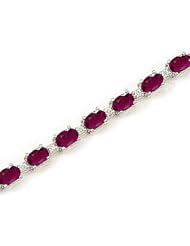 14kt Yellow Gold Oval Ruby and Diamond Bracelet