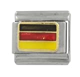SilverBin Enamel Paint German Flag Stainless Steel Italian Charm Link
