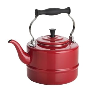 BonJour Porcelain Teakettle, Vintage Design, Red by 