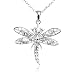 Sterling Silver Cubic Zirconia Dragonfly Pendant, 18"