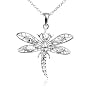 Sterling Silver Cubic Zirconia Dragonfly Pendant, 18"