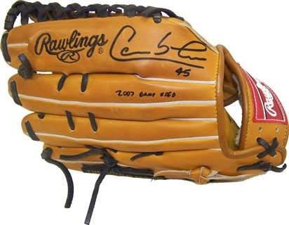 Carlos Lee Autographed/Hand Signed 2007 Game Used Houston Astros Fielding Glove
