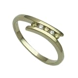 9ct Yellow Gold Ladies 15pts of White and Yellow Diamond Set Cross-Over Ring Size - P