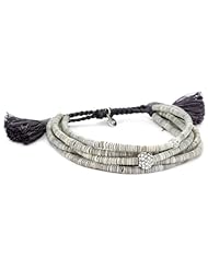 Tai Grey Shells and Crystal Beads Multi-Strand Bracelet