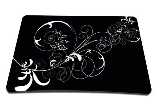Meffort Inc Standard 7 x 9 Inch Mouse Pad - Black Flower Swirl