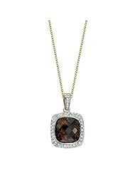 14k Yellow Gold 0.56 Ctw Smokey Quartz and Diamond Necklace