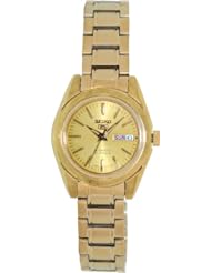 Seiko 5 #SYMK20 Womens Gold Tone Stainless Steel Gold Dial Automatic Watch