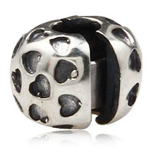 Heart Love Clip Stopper Charm 925 Sterling Silver Bead Fits Pandora Charms