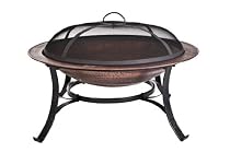 CobraCo FB6132 Round Cast Iron Copper Finish Fire Pit Bowl with Screen and Cover