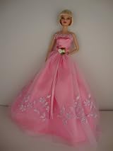 A Delicate Pink Dress with 3 Roses At the Waist Made to Fit the Barbie Doll