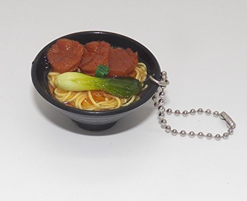 2" Cute Udon Ramen Noodle Soup Bowl Charm Key Chain ~Bok choy ~ #7