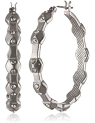 Sam Edelman 30mm Faceted Pave Brushed Rhodium Colored Hoop Earrings