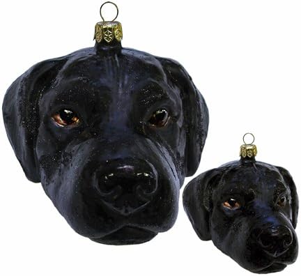 Slavic Treasures DOG083001 Black Lab Head Blown Glass Ornament