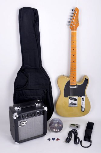 SX Furrian Pack BSB Electric Guitar Package w/Free Padded Carry Bag, Amp, and Instructional DVD
