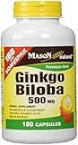 Mason Vitamins Ginkgo Biloba Leaves Powder, 500 mg per Capsule, 180 Gelatin Capsules