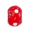 Pandora Style Charm Bead (Z277) Murano Style Lampwork Glass (14mm x 10mm) (fits Troll too) ~ Red with White Dots