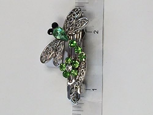 12 Pieces Dragonfly Crystal Hair Barrette with Silver Metal Clip 5 Different Crystal Color