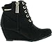 Kids Girls Sally31 Gold Zipper Decor Faux Nubuck Lace Up Wedge Ankle Boot Booties