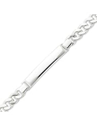 Sterling Silver 8 Inch Polished Engraveable Curb Link ID Bracelet - 8 Inch