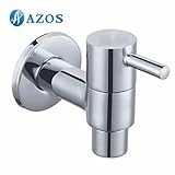 AZOS 水栓・給水部品 蛇口 単一冷水栓 壁付 真鍮製 銀色 PJTB007