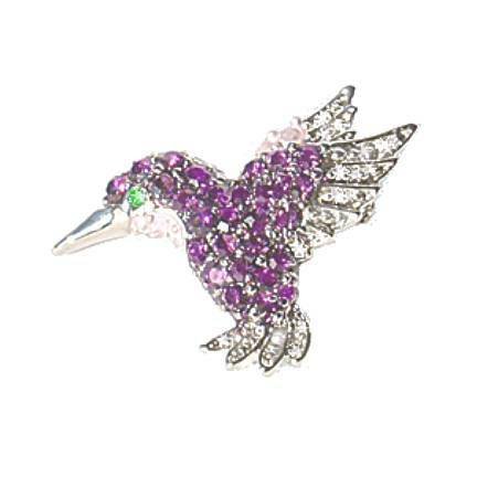 Petite Hummingbird Pin Brooch Swarovski Crystals Purple Jewelry Violet White ...
