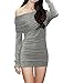 Allegra K Women Off Shoulder Side Shirred Slim Fit Clubwear Mini Dress
