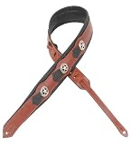 Levy's Leathers M70ST-WAL 2-inch Carving Leather Guitar Strap with Stars & Tassles,Walnut