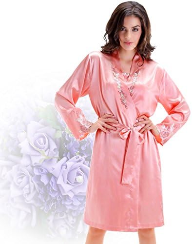 Women's 2 Piece Sexy Nightdress Robe and Nightgowns Set Pink 2-4