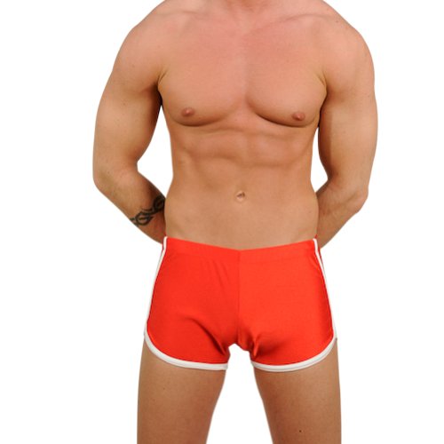 Men's New Red Retro Fitness Hot / Workout Gym Short By Gary Majdell Sport Size Large