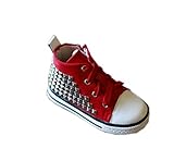 C-Princess シンプル ベビーシューズ キッズスニーカー ズック靴 運動 歩行サポート スタッズ風 1-3歳の子供へ 女の子男の子兼用 レッド 14.5cm
