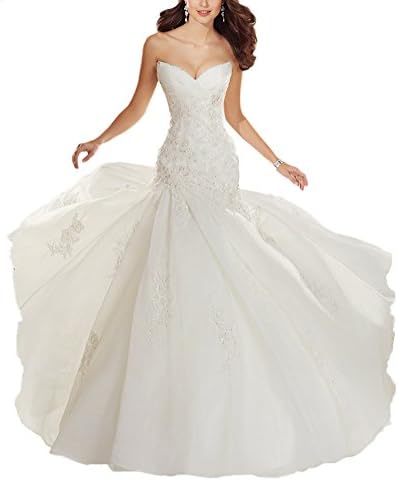 DAPENE Women's Wedding Dress Vintage For Bride Grenadine White L