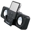 INSTEN Black Folding Stereo Speaker for iPod (video), iPod nano, iPod Photo, iPod Mini, and iPod Shuffle, Microsoft Zune