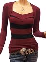 Patty Women Sexy Strips Bolero Style V Neck Knit Top Sweater