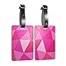 Shacke Luggage Tags with Genuine Leather Strap - Set of 2 (Geo Shapes Pink)