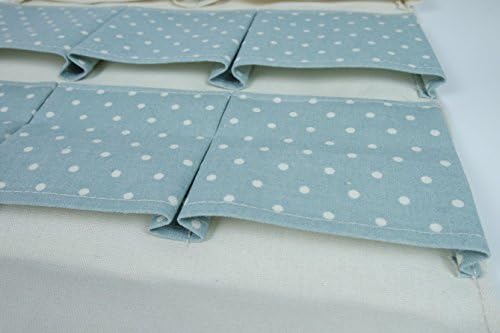 Hilivre Polka Dot Cotton Linen 8 Pocket Hanging Organiser Blue